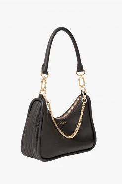 SABEN Bags Odette Black Handbag With Gold Chain Detail Support Local