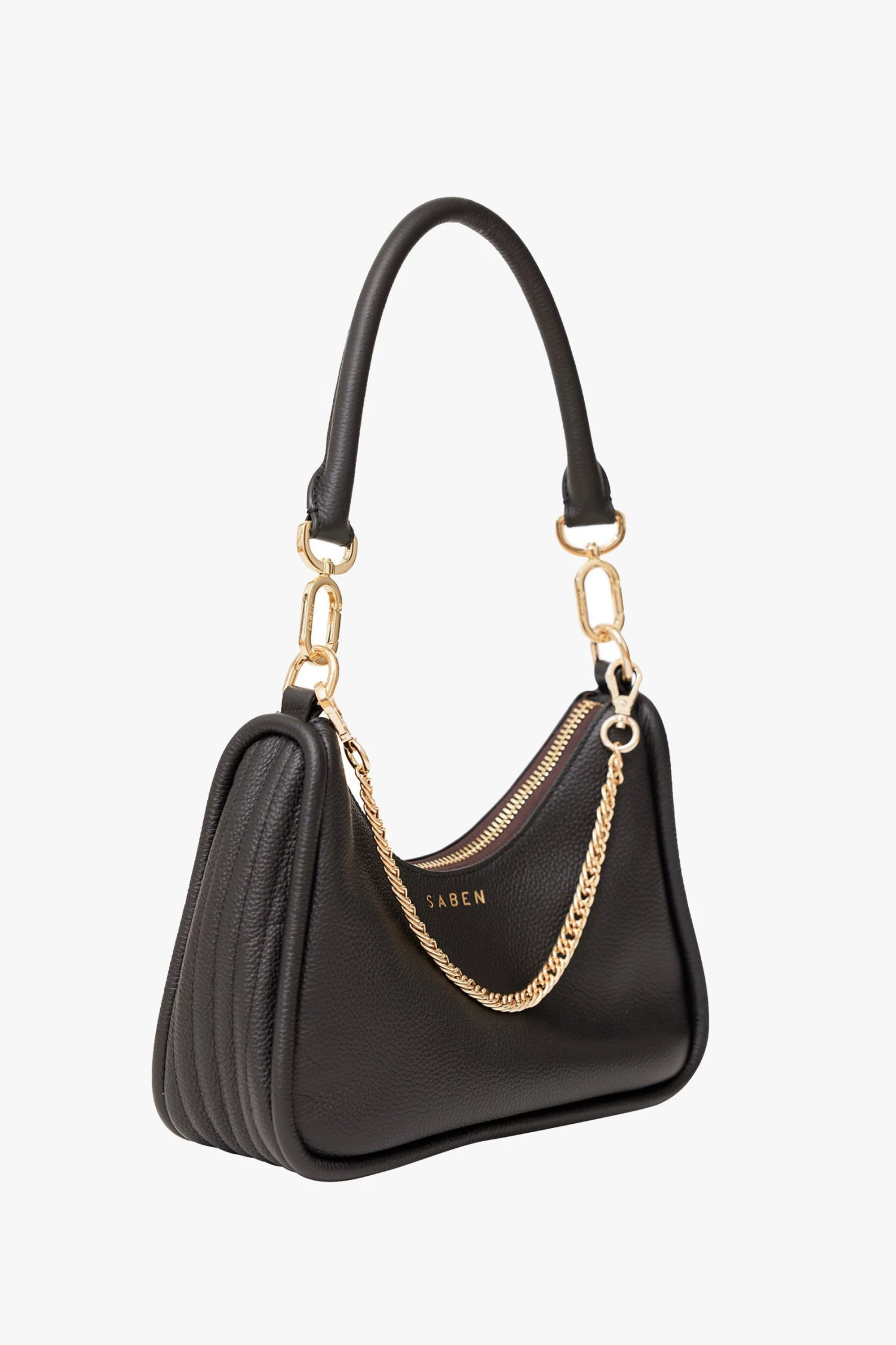 SABEN Bags Odette Black Handbag With Gold Chain Detail Support Local