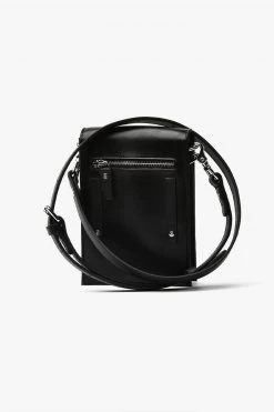 Stolen On Tour Black Leather Cross Body Phone Bag With Silver Hardware Support Local