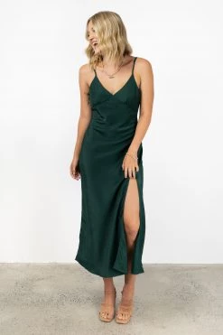 Among The Brave Dresses Otherworldly Forest Washer Satin Panel Bodice Bias Midi Dress