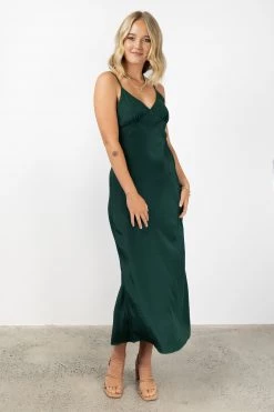 Among The Brave Dresses Otherworldly Forest Washer Satin Panel Bodice Bias Midi Dress