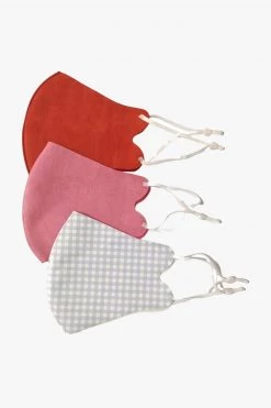 Queen Of The Foxes Powder Blue Gingham Summer Pink Electric Orange Face Masks Pack Of 3