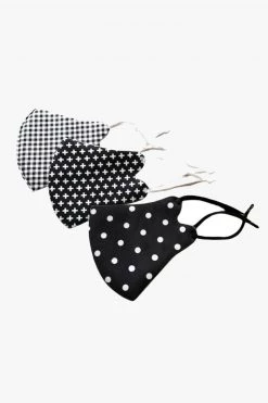 Queen Of The Foxes Soft Black Essentials Spot Crosses Gingham Face Masks Pack Of 3