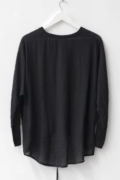 Among The Brave New In Pavilion Tie Hem Black Textured Top