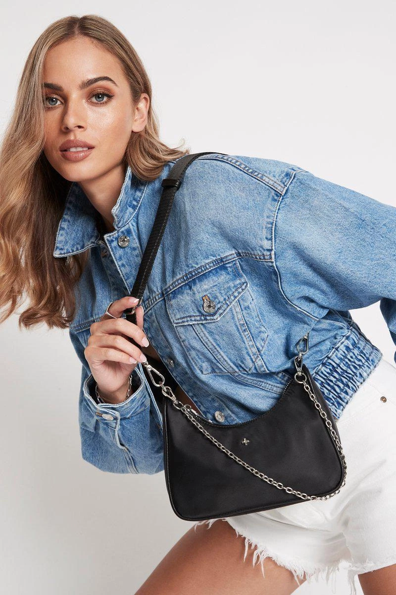 Peta + Jain Paloma Black Nylon Silver Hardware Crossbody Bag