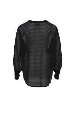 Among The Brave New In Pavilion Tie Hem Black Textured Top