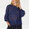 Among The Brave Pavilion Navy Crinkle Tie Hem Top
