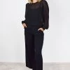 Among The Brave Chance Black Georgette LS Rib Hem Top