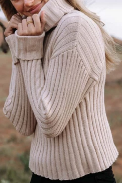 Humidity Lifestyle New In Keely Cotton Blend Roll Neck Stone Knit Jumper