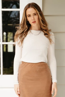 Ivy + Jack Faith Ivory Mesh LS Crew Top