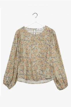 Ivy + Jack Selena Pistachio Floral Blouson LS Top New In