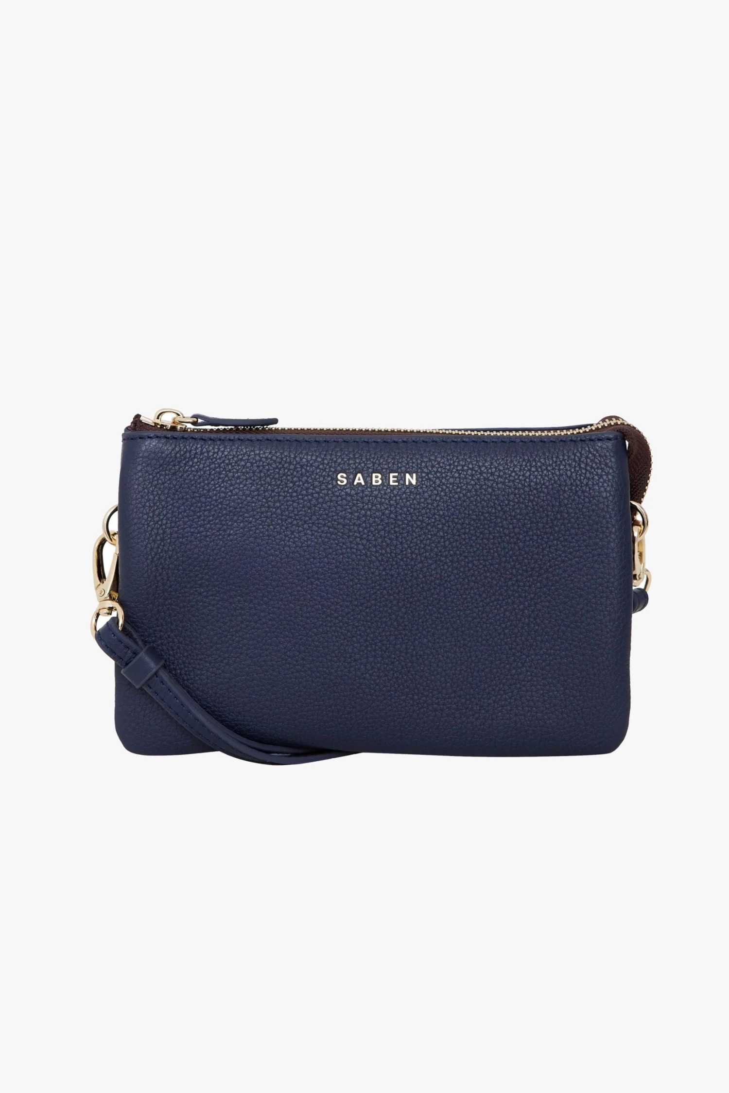 SABEN Bags Tilly Multi Pocket Navy Leather Crossbody Clutch Support Local