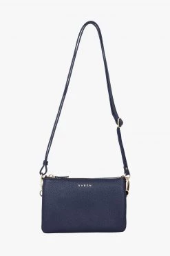 SABEN Bags Tilly Multi Pocket Navy Leather Crossbody Clutch Support Local