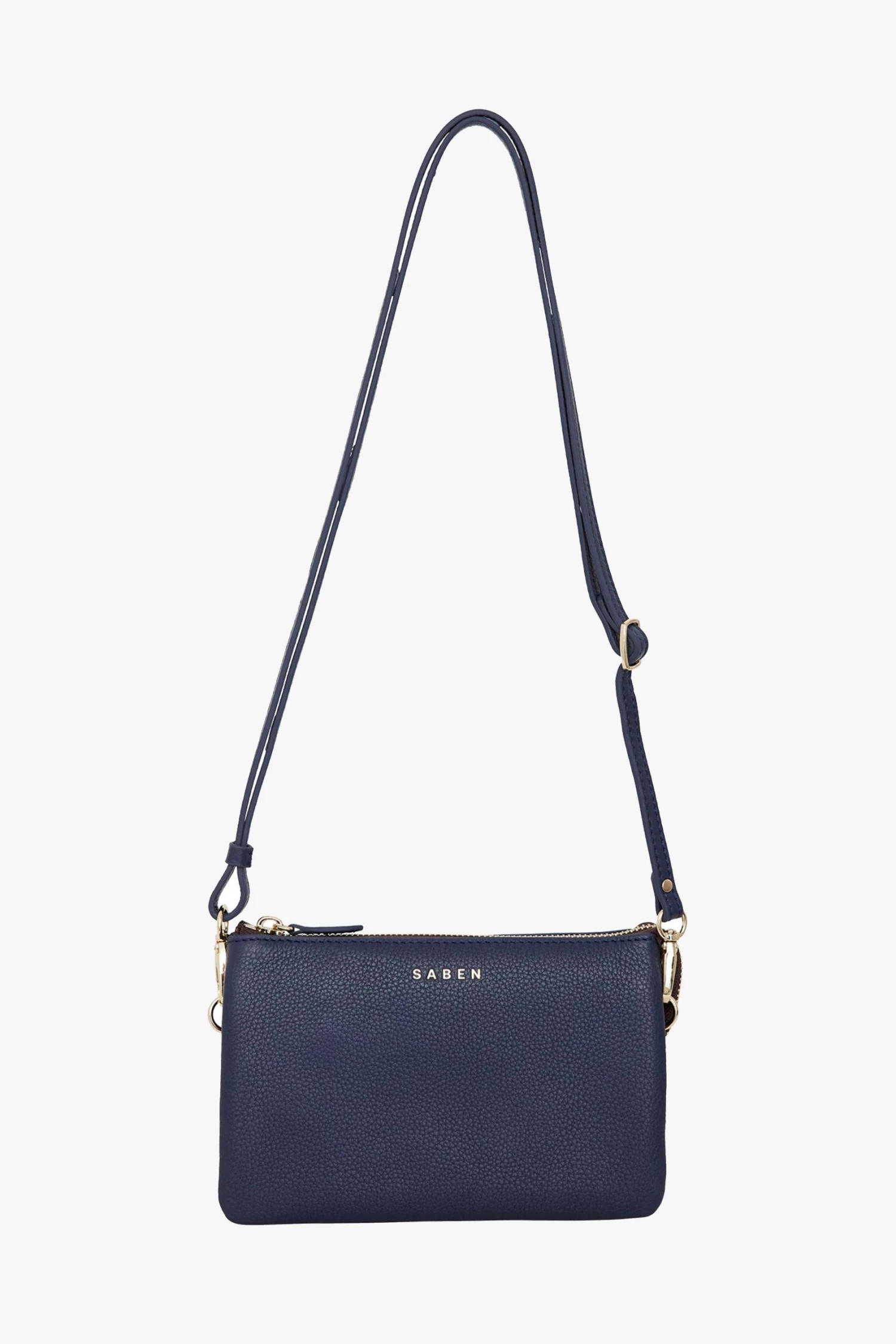 SABEN Bags Tilly Multi Pocket Navy Leather Crossbody Clutch Support Local