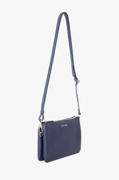 SABEN Bags Tilly Multi Pocket Navy Leather Crossbody Clutch Support Local