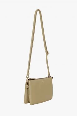 SABEN Bags Support Local Tilly Multi Pocket Tussock Pale Green Leather Crossbody Clutch