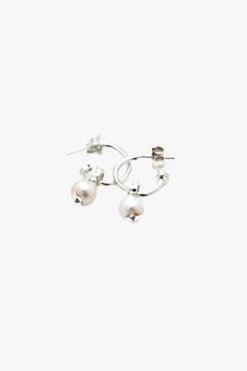 Stolen Purity Sleeper Pearl Earrings Silver