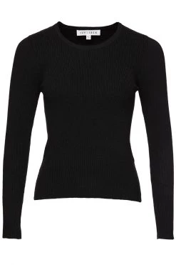 Ivy + Jack Radiant Black LS Rib Knit Crew Neck Top New In