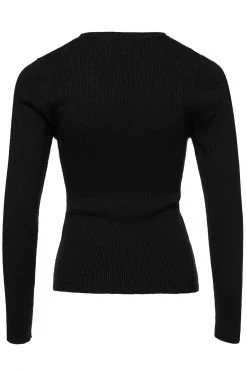 Ivy + Jack Radiant Black LS Rib Knit Crew Neck Top New In