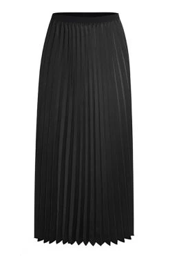 Ivy + Jack Skirts Radiant Black Washer Satin Pleated Midi Skirt