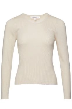 Ivy + Jack New In Radiant Cream LS Rib Knit Crew Neck Top