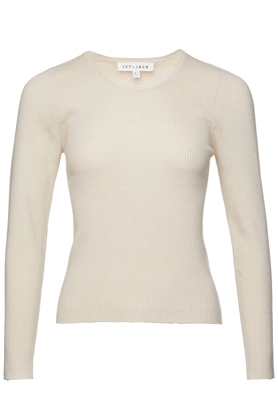 Ivy + Jack New In Radiant Cream LS Rib Knit Crew Neck Top