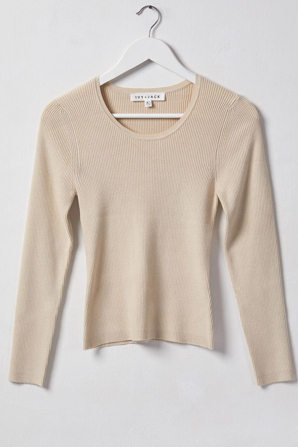 Ivy + Jack New In Radiant Cream LS Rib Knit Crew Neck Top