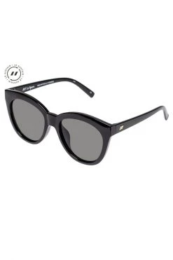 Le Specs Resumption Sustainable Black Frame With Khaki Lens Cat Eye Sunglasses
