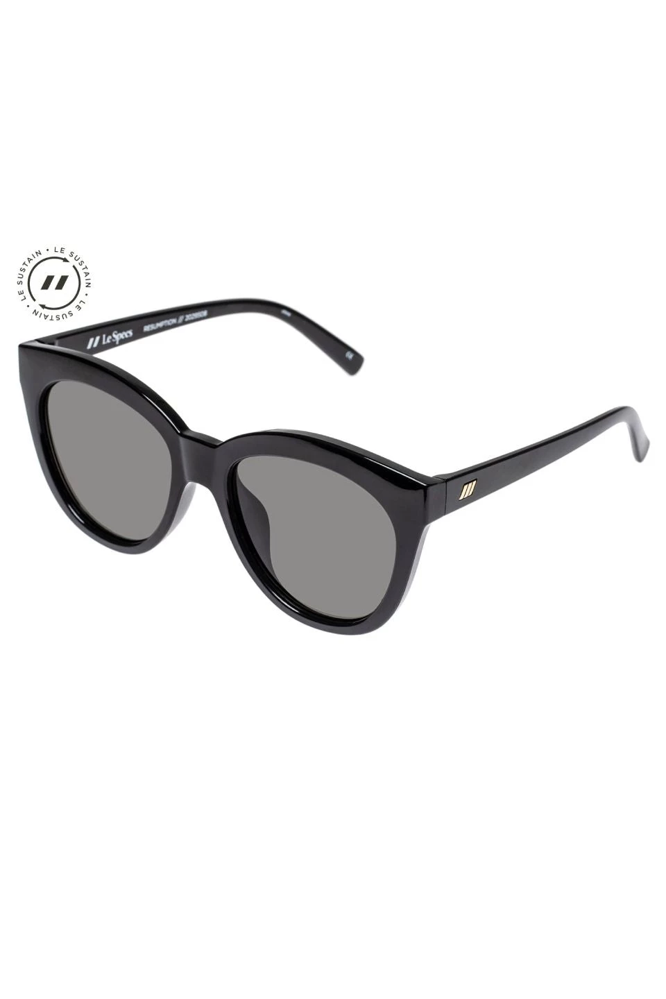 Le Specs Resumption Sustainable Black Frame With Khaki Lens Cat Eye Sunglasses