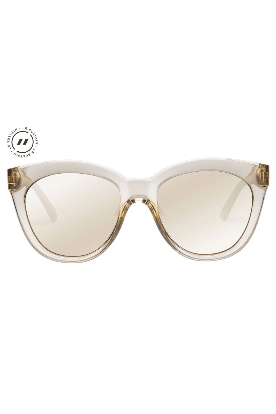 Le Specs Resumption Sustainable Stone Frame With Gold Lens Cat Eye Sunglasses Get The Look