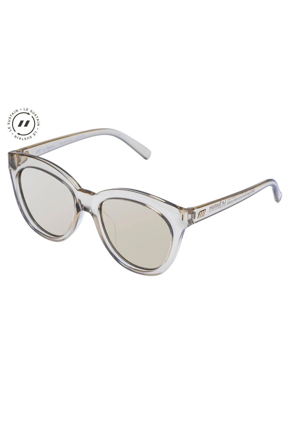 Le Specs Resumption Sustainable Stone Frame With Gold Lens Cat Eye Sunglasses Get The Look