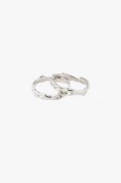 Pilgrim Rita Silver Beaten Double Ring Jewellery