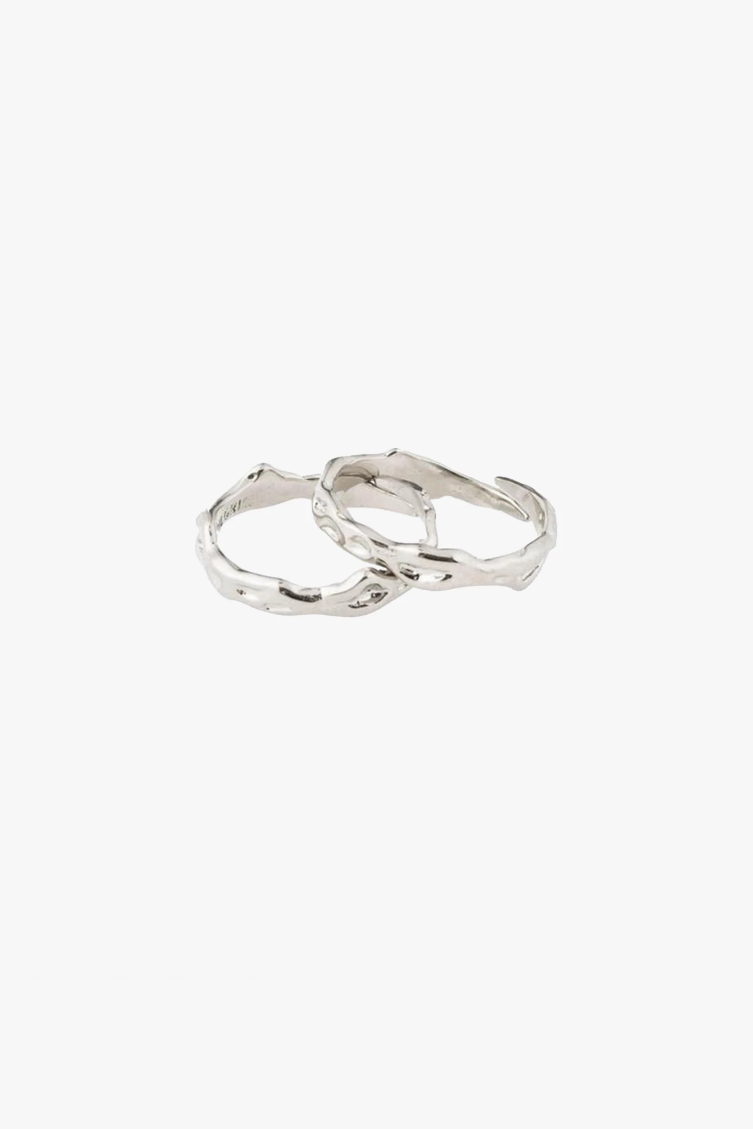 Pilgrim Rita Silver Beaten Double Ring Jewellery