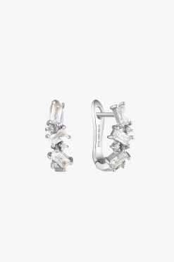 Ania Haie Glow Getter Crystal Cluster Silver Huggie Earrings