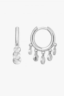 Ania Haie Jewellery Ear We Go Mini Hanging Disc Silver Huggie Hoops Earrings