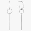 Ania Haie Jewellery Modern Minimalism Silver Drop Hoop Circle Bar Earrings