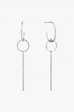 Ania Haie Jewellery Modern Minimalism Silver Drop Hoop Circle Bar Earrings