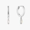 Ania Haie Glow Getter Silver Huggie Hoops With Crystal Drop Jewellery