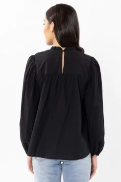 Seeking Lola Desire Black Lace Front LS Top Tops & Tees