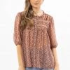 Billie The Label Tops & Tees Destination Blush Floral Button Front LS Shirt