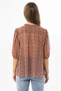 Billie The Label Tops & Tees Destination Blush Floral Button Front LS Shirt