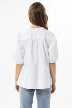 Billie The Label Tops & Tees Destination White Cotton Poplin Button Front LS Shirt