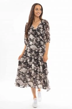 Seeking Lola New In Paradise Blush Petal SS Tiered Maxi Wrap Dress