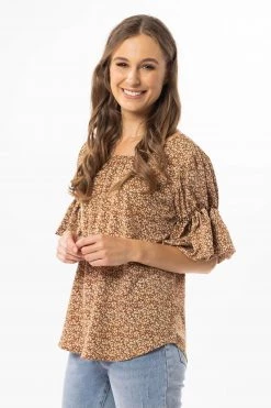 Seeking Lola Vibrant Red Ditsy Bubble Frilled SS Top Tops & Tees