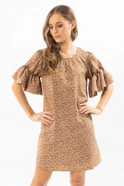 Seeking Lola Dresses Gratitude Red Ditsy Bubble Frilled SS Shift Dress