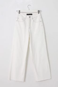 Among The Brave Molly Antique White Wide Leg Cropped Denim Jean
