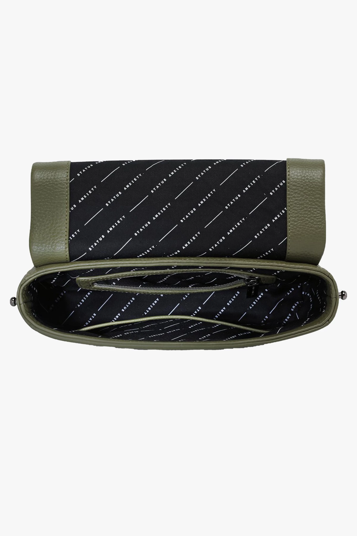 Status Anxiety Succumb Shoulder Bag Khaki Fold Over Side Studs Bags & Wallets