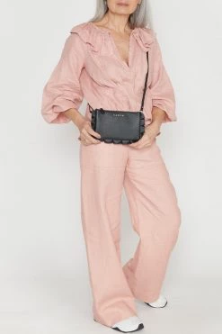 SABEN Bags The Edit Frilly Tilly Multi Pocket Black Leather Clutch