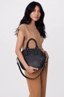 SABEN Bags Liv Black Croc Leather Hand Bag Support Local