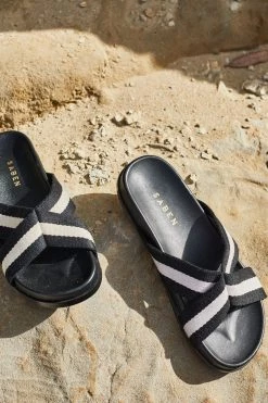 SABEN Bags Stella Black And White Crossover Slides